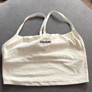 Cream Tank Top with 'Monday' Embroidery